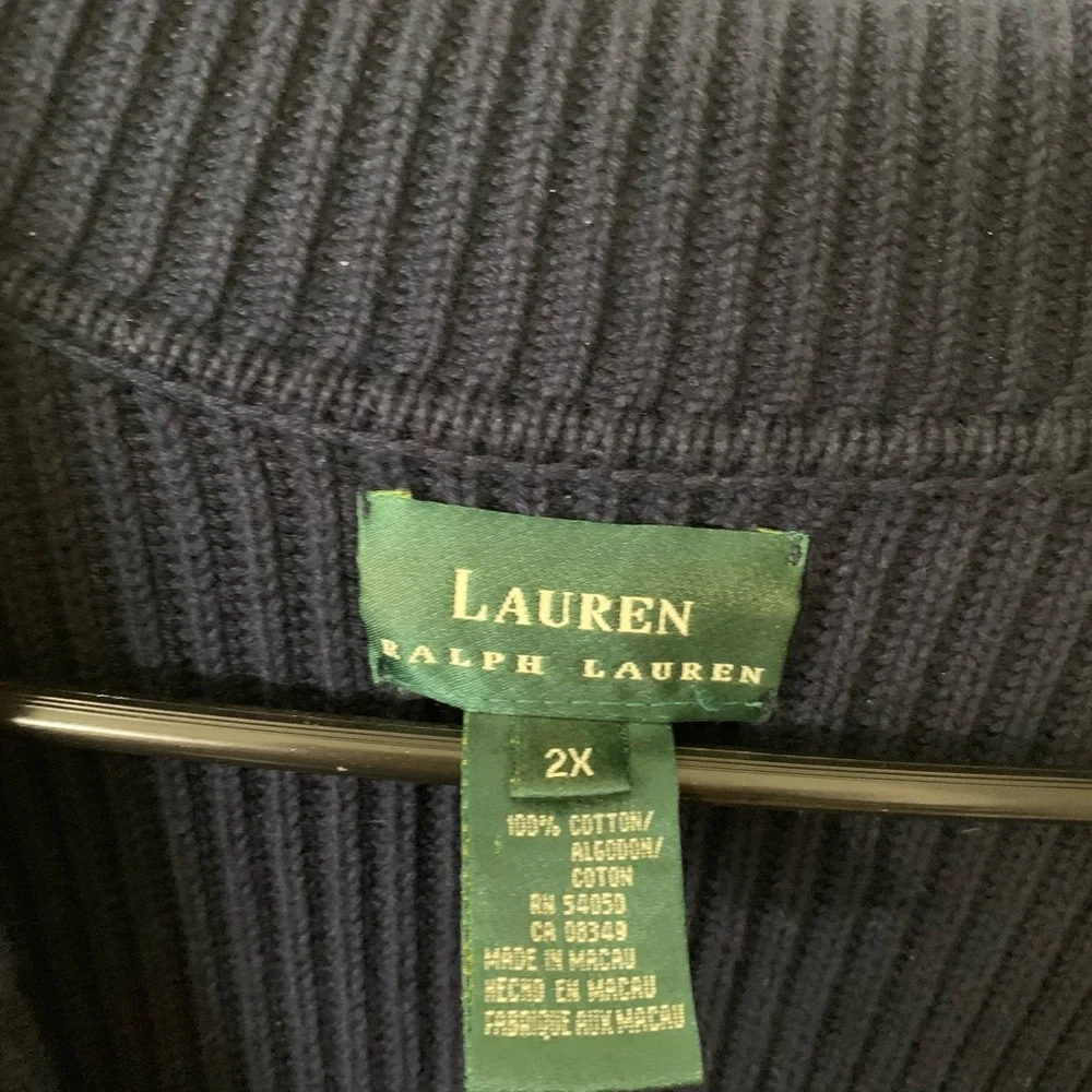 Lauren Ralph Lauren | Navy Blue Knitted Cardigan Sweater Size 2x - Picture 4 of 5